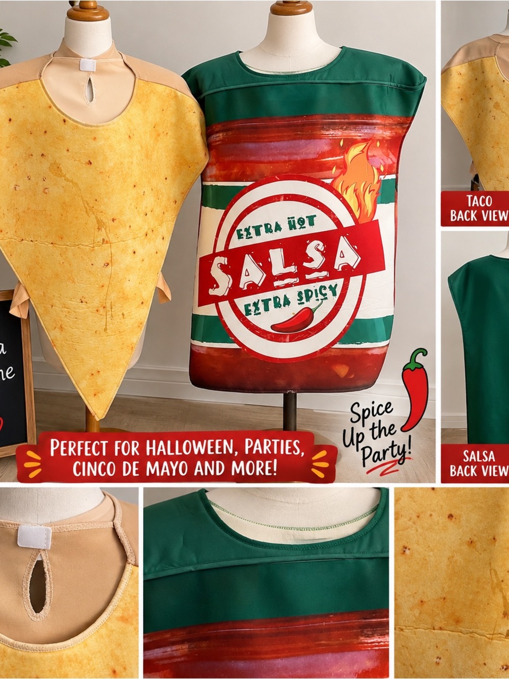 Taco & Salsa Duo Costume Set - Green Salsa and Yellow Taco